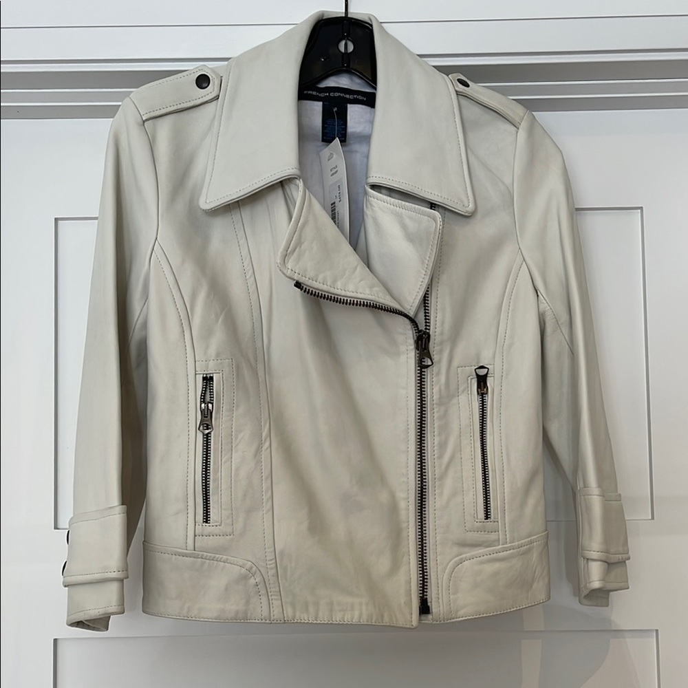 Women's French Connection leather Cream Jacket